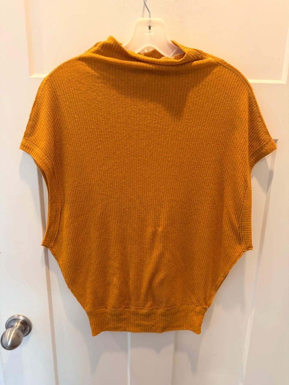 We The Free Free People Ribbed Sweater XS Mustard Oversized Mock Neck Top